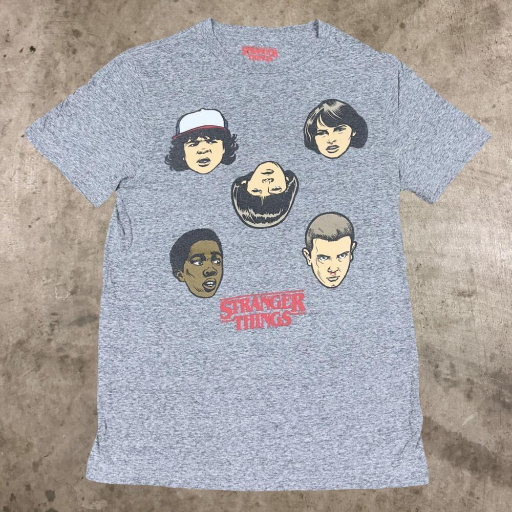 Netflix Stranger Things Heads Graphic T-Shirt Short Sleeve Tee Gray Mens Size S